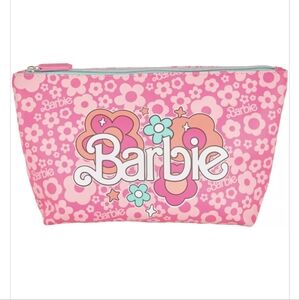 🆕MATTEL Barbie Logo Floral Print Cosmetic Bag